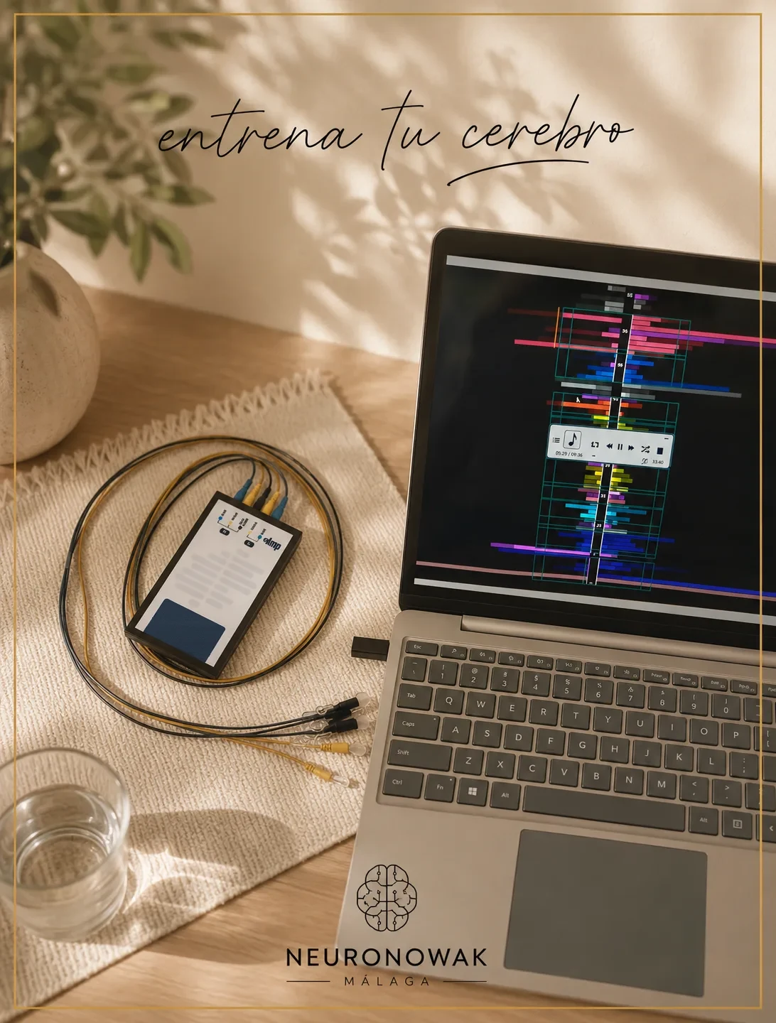 Equipo de neurofeedback en NeuroNowak, La Cala del Moral (Málaga)