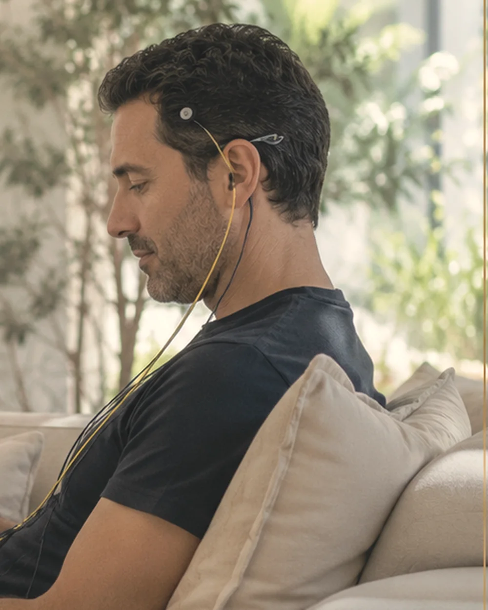 Sesión de neurofeedback: sensores y auriculares