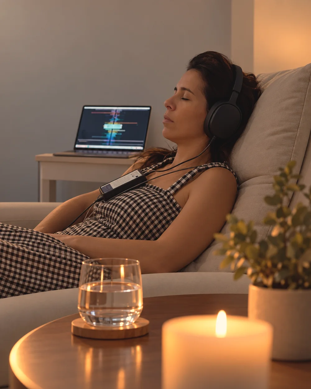 Una sesión de neurofeedback: sentada, con auriculares, escuchando música
